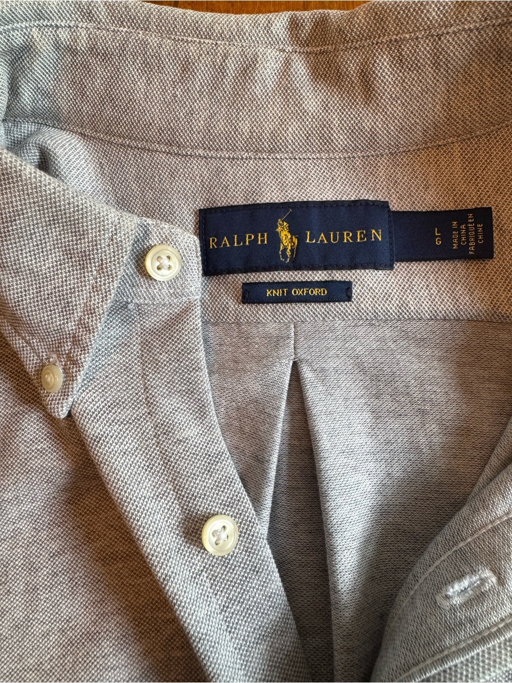 Ralph Lauren Light Gray Knit Oxford Shirt - Picture 2 of 4